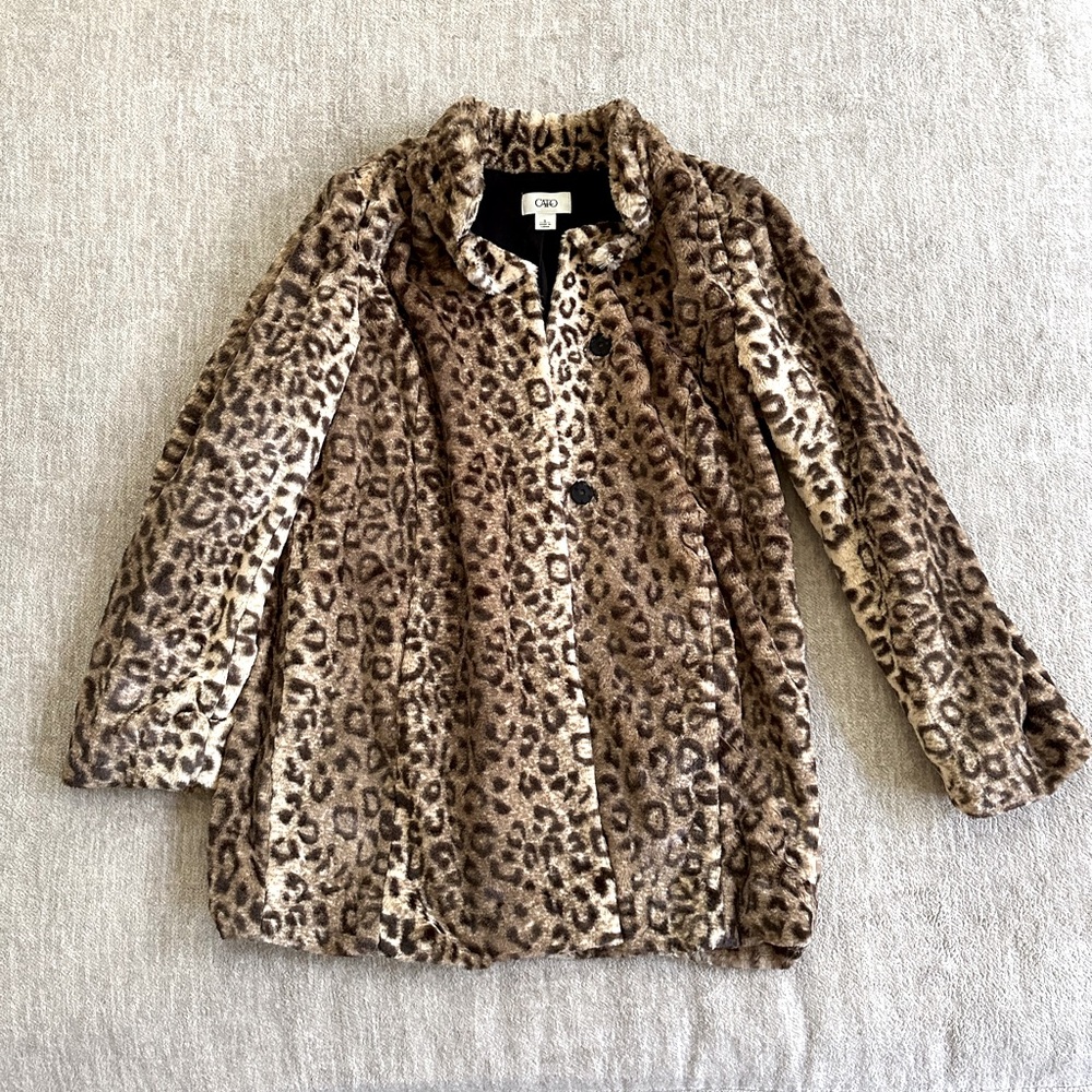 Vintage CATO Leopard Print Furry Coat